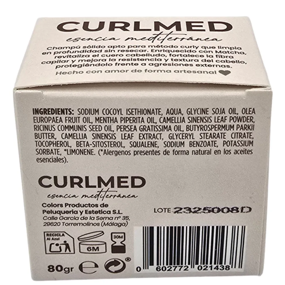 CurlMed Champú Sólido Cabello Quebradizo Té Matcha 80g - 1